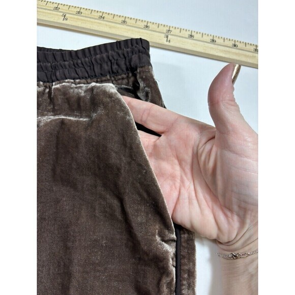 Elevenses Anthropologie Sonia Velvet Joggers Pants Dark Purple Small Cropped - Picture 11 of 16